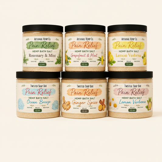 Pain Relief Hemp Bath Salts - Twisted Soap Bar