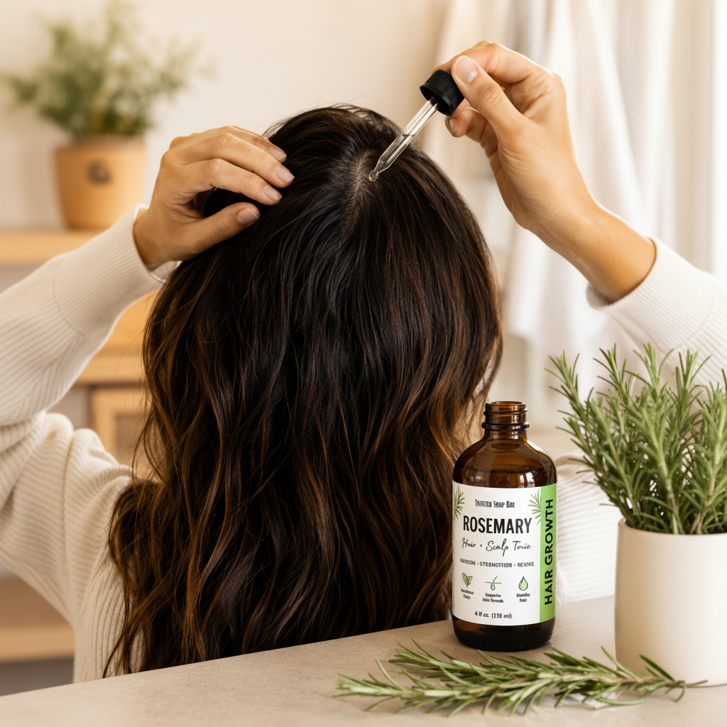 Rosemary Hair Tonic Action Shot Square